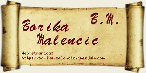 Borika Malenčić vizit kartica